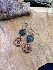 Copper Nautilus Earrings