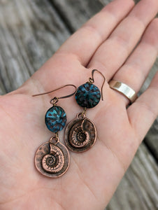 Copper Nautilus Earrings