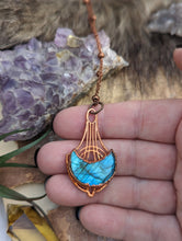 Load image into Gallery viewer, Crescent Moon Labradorite Necklace III