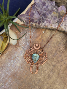 Luna Moth Necklace with Labradorite II