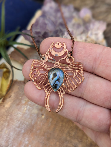 Luna Moth Necklace with Abalone