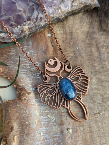 Luna Moth Necklace with Blue Kyanite
