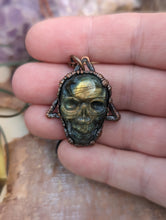 Load image into Gallery viewer, Carved Labradorite Skull Necklace II