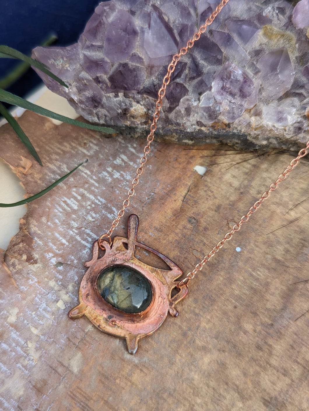 Copper Cauldron and Labradorite Necklace