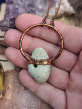 Load image into Gallery viewer, Copper Electroformed Natural Hagstone Necklace
