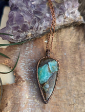 Load image into Gallery viewer, Copper Electroformed Chrysocolla Necklace