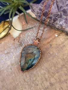 Copper Electroformed Multicolor Labradorite Necklace II