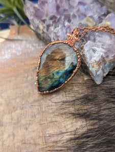 Copper Electroformed Multicolor Labradorite Necklace II