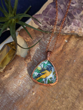Load image into Gallery viewer, Copper Electroformed Joanna Barnum Oriole Print Necklace