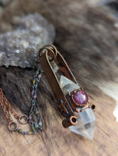 Load image into Gallery viewer, Clear Quartz Point Necklace with Trapiche Ruby