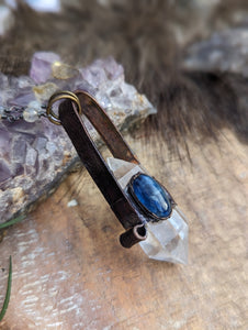 Clear Quartz Point Necklace with Blue Kyanite