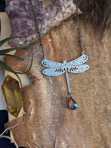 Dragonfly Silvertone Necklace
