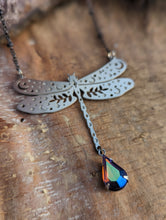 Load image into Gallery viewer, Dragonfly Silvertone Necklace