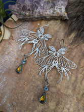 Load image into Gallery viewer, Silvery Luna Moth Earrings - Vintage Rhinestones 3