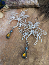 Load image into Gallery viewer, Silvery Luna Moth Earrings - Vintage Rhinestones 3
