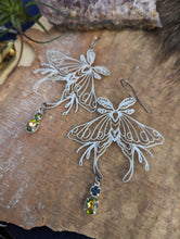 Load image into Gallery viewer, Silvery Luna Moth Earrings - Vintage Rhinestones 2