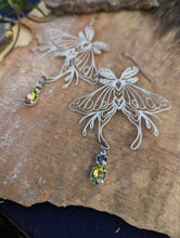 Load image into Gallery viewer, Silvery Luna Moth Earrings - Vintage Rhinestones 2