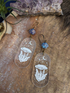 Clear Acrylic Amanita Mushroom Earrings