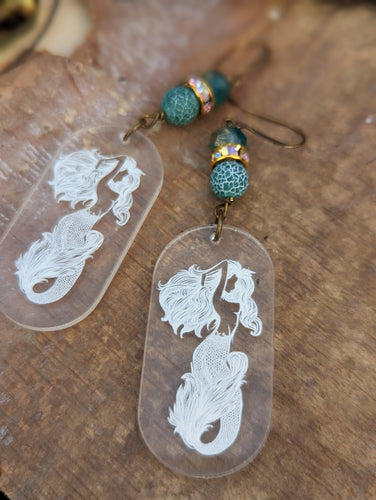 Clear Acrylic Mermaid Earrings
