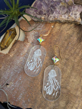 Load image into Gallery viewer, Clear Acrylic Jellyfish Earrings with Rhinestones