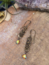 Load image into Gallery viewer, Brass Flower Earrings - Vintage Rhinestones 2