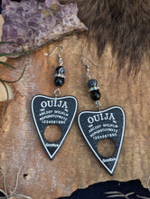 Load image into Gallery viewer, Black Glitter Ouija Planchette Earrings 2