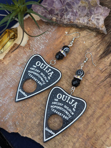 Black Glitter Ouija Planchette Earrings 2