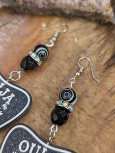 Black Glitter Ouija Planchette Earrings 2