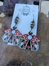 Load image into Gallery viewer, Amanita Mushroom Ouija Planchette Earrings
