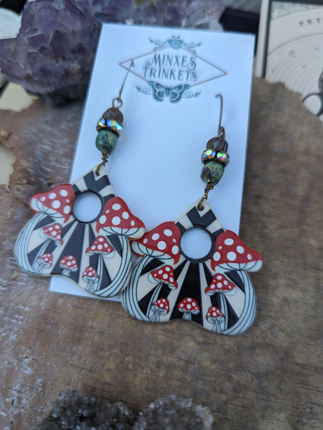 Amanita Mushroom Ouija Planchette Earrings