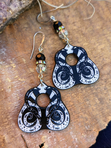 Beetlejuice Snakes Ouija Planchette Earrings