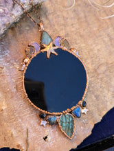 Load image into Gallery viewer, Copper Electroformed Black Obsidian Scrying Mirror Necklace 1
