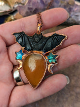 Load image into Gallery viewer, Carved Buffalo Horn Bat with Orange Onyx Necklace