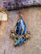 Load image into Gallery viewer, Labradorite Snake, Hypersthene, and Lemon Dendrite Stars Necklace