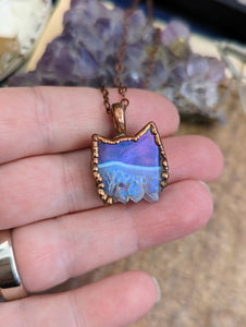 Aura Amethyst and Agate Druzy Cat Necklace 1