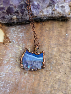 Aura Amethyst and Agate Druzy Cat Necklace 2