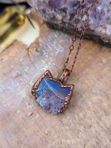 Aura Amethyst and Agate Druzy Cat Necklace 3