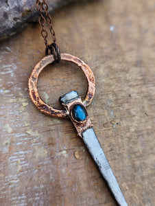 Coffin Nail Necklace with Labradorite