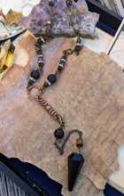 Load image into Gallery viewer, Black Obsidian Pendulum Necklace 2