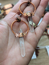 Load image into Gallery viewer, Copper Electroformed Quartz Blade of Light Earrings