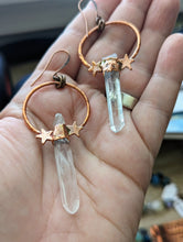 Load image into Gallery viewer, Copper Electroformed Quartz Blade of Light Earrings
