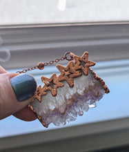 Load image into Gallery viewer, Electroformed Druzy Amethyst Agate Slice Necklace 2