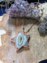 Load image into Gallery viewer, Electroformed Agatized Quartz Star Necklace 2