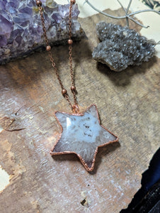 Electroformed Agatized Quartz Star Necklace 1
