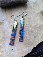 Load image into Gallery viewer, Purple Marbled Lightning Bolt Earrings