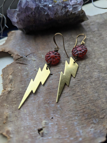 Lightning Bolt and Roses Earrings 1