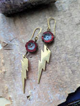Load image into Gallery viewer, Lightning Bolt and Roses Earrings 2