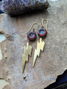 Lightning Bolt and Roses Earrings 2