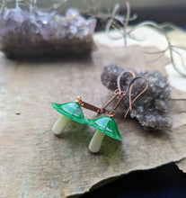 Load image into Gallery viewer, Green Mushroom Earrings