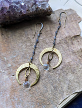 Load image into Gallery viewer, Moondrop Earrings - Smokey &amp; Rutilated Quartz Chain
